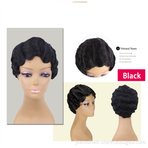 Ombre Short Bob Wig Synthetic Hair Cosplay wig Blond Black Red Purple  Finger Wave Wigs